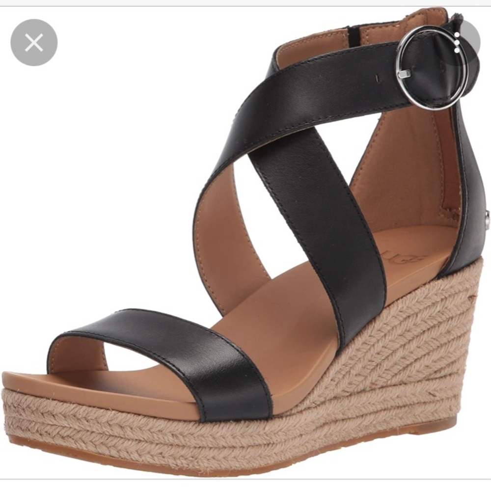 UGG Hylda side-buckle espadrilles wedge - black